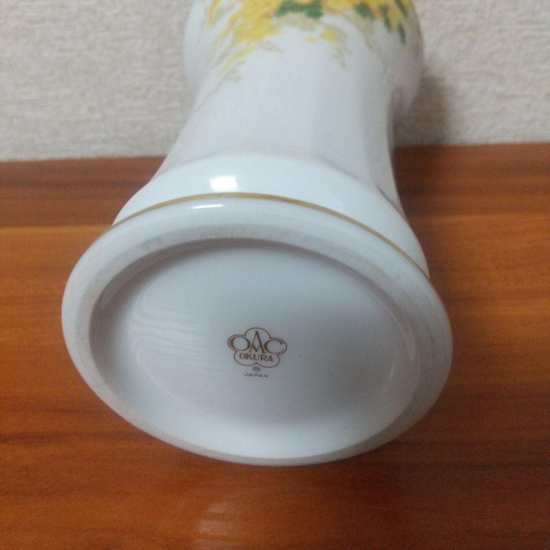 花柄陶器 花瓶 大倉陶園 ミモザ花瓶 小ぶり OKURA JAPAN