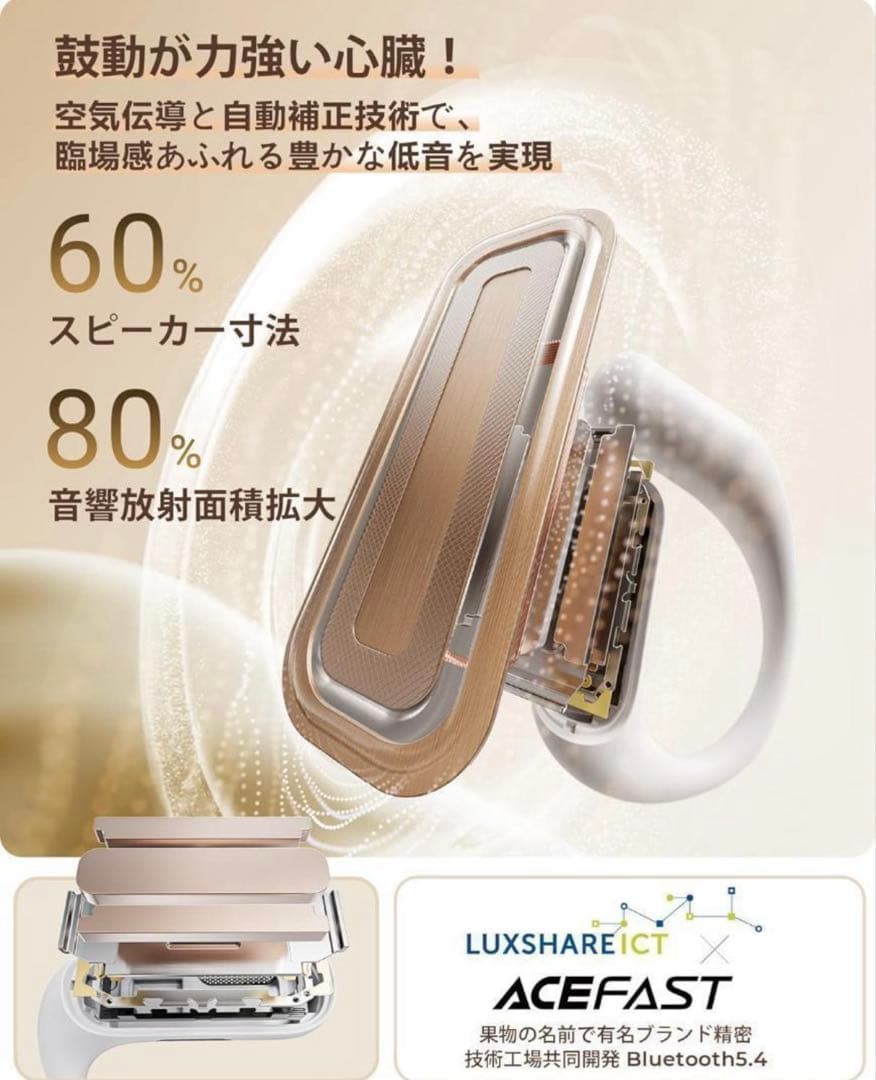 ACEFAST オープンイヤー イヤホン ワイヤレス Bluetooth 5.4