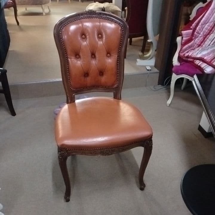 2脚セット　イタリア製　クラシック　ネコ脚　ロココ調チェア　本革張り　着座不可