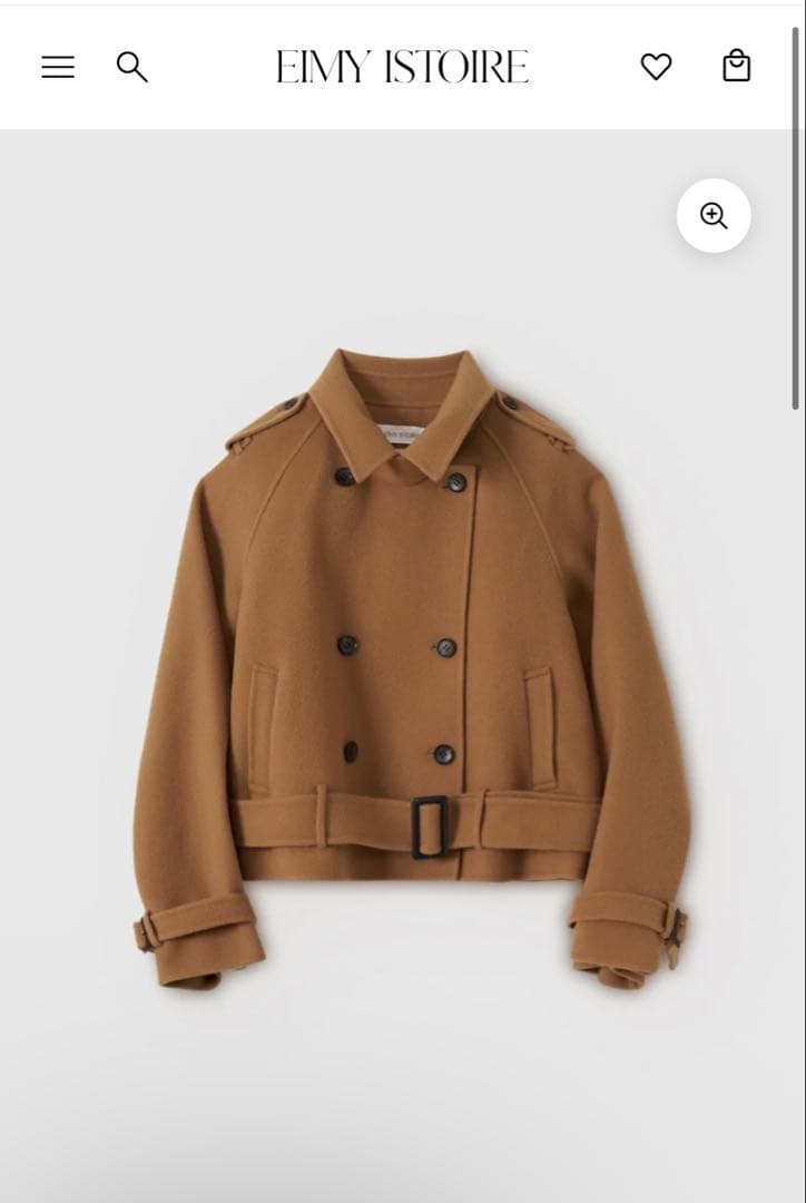 エイミーイストワール ウールショートトレンチコート キャメル 36 ジャケット