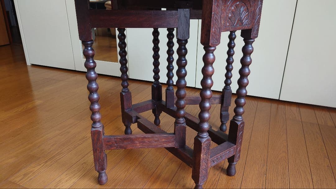 英国製アンティーク折りたたみテーブル オーク材 ゲートレッグ サイドテーブル