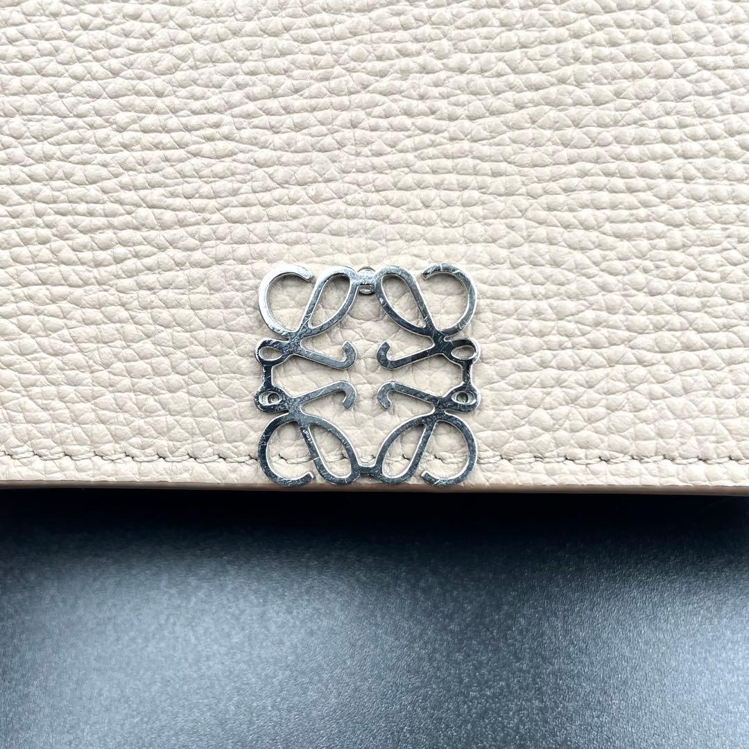 鑑定済・極美品★ロエベ　アナグラム　ビジネスカードホルダー　名刺入れ　ベージュ系