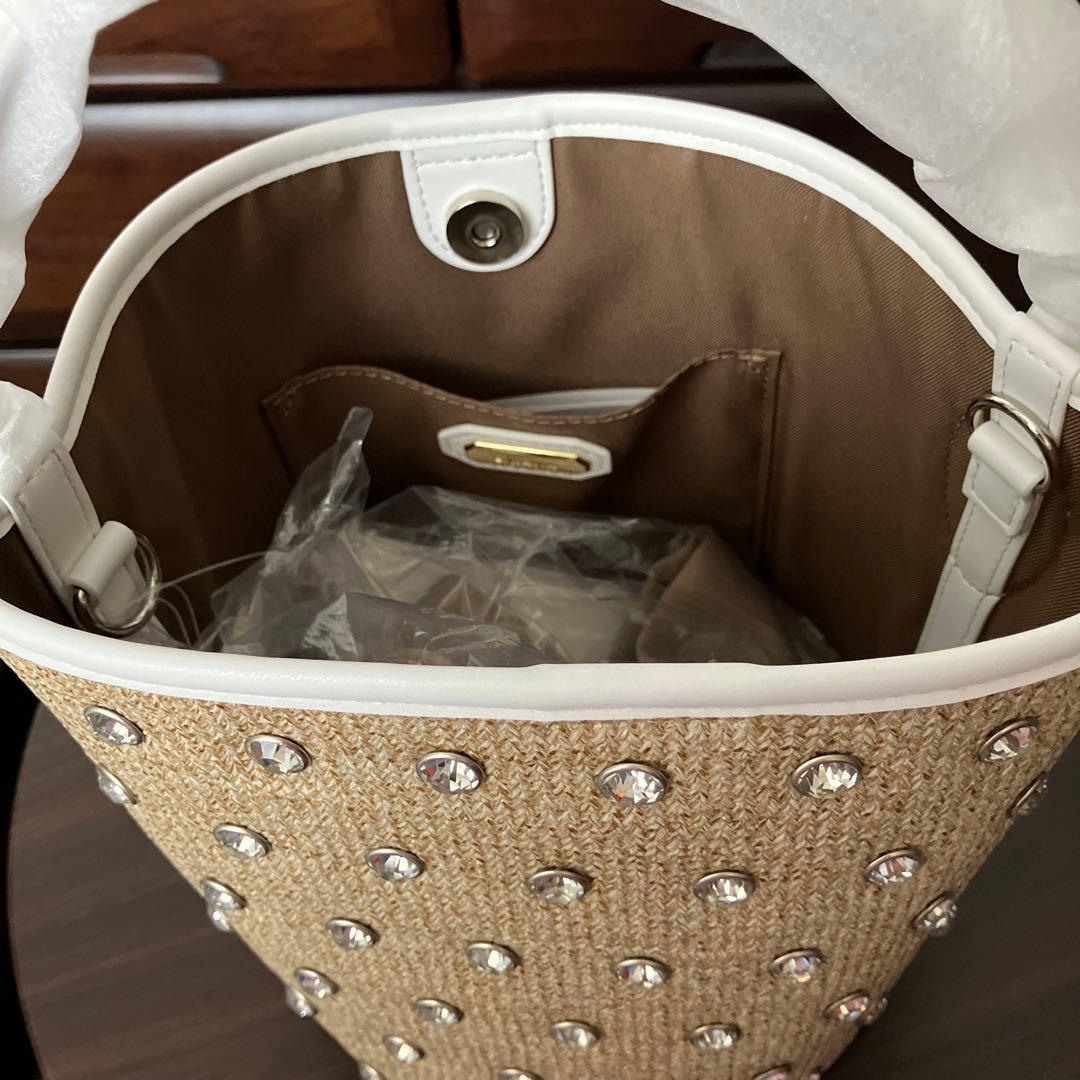 【新品・未使用】DIANA ダイアナ　リボン＆ビジューバッグ ポーチ付き