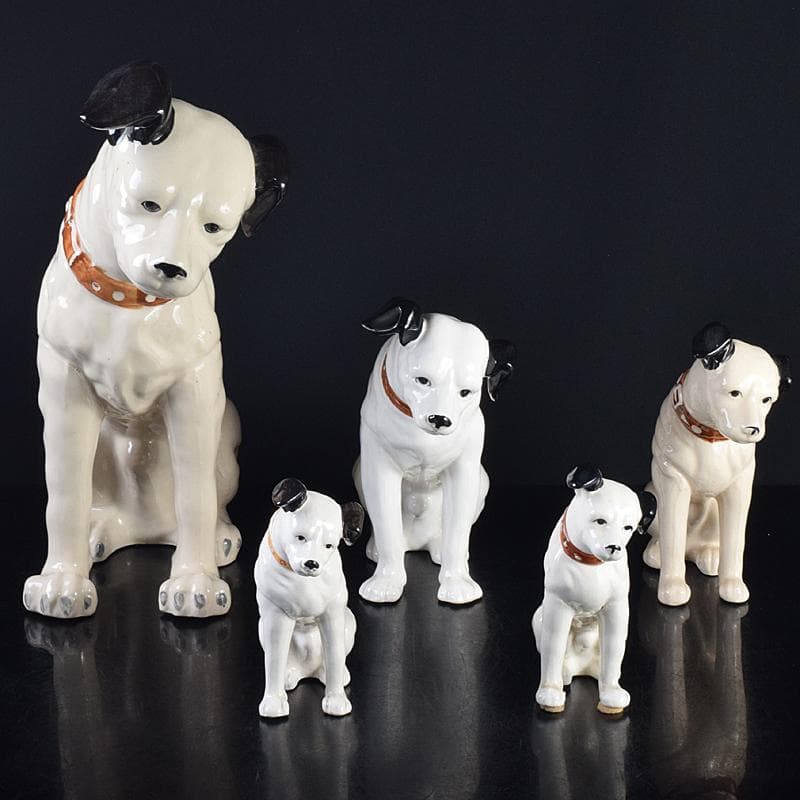 アンティーク　陶器製　ビクター犬　ニッパー君　大中小11点　M　R7698B
