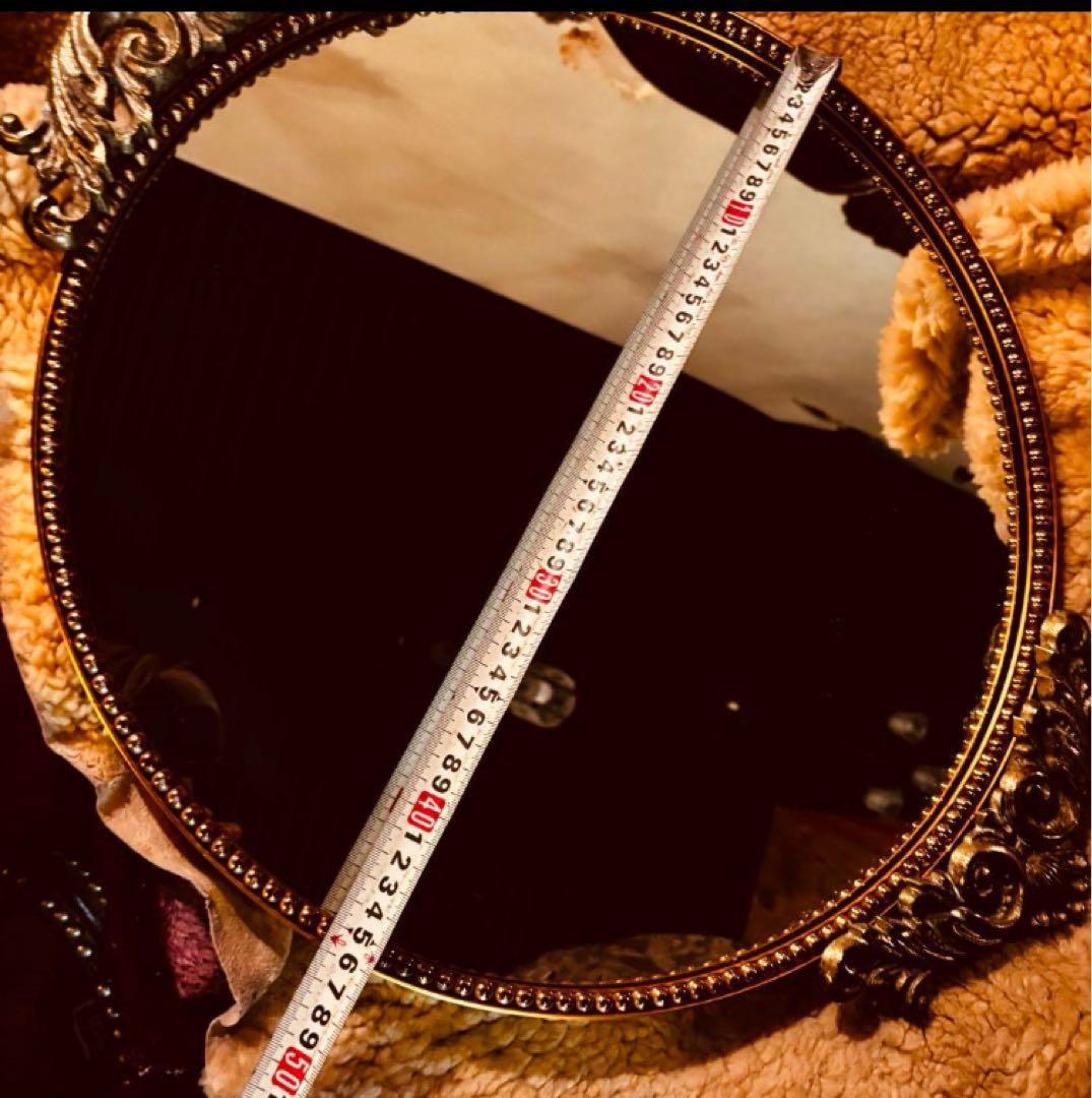 湯布院アンティーク ヨーロピアンレトロビンテージ ウォールミラー ゴールド