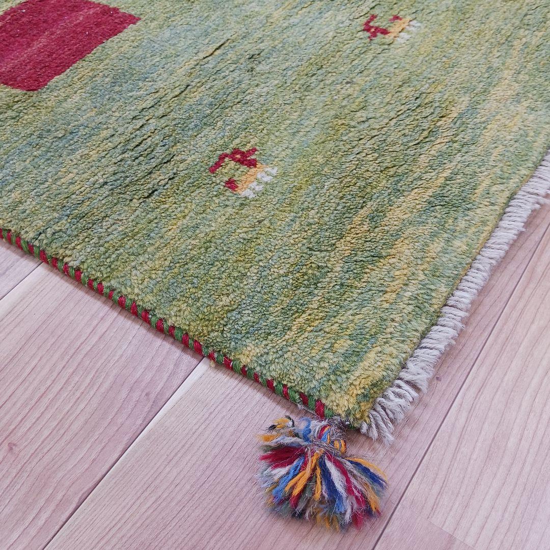 Y3064 ペルシャ絨毯 ギャッベ 手織り ウール 191×150㎝