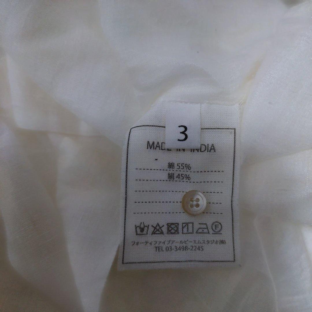 45rpm　タッサーカディのフリルブラウス　SIZE3　コットンシルク　シャツ