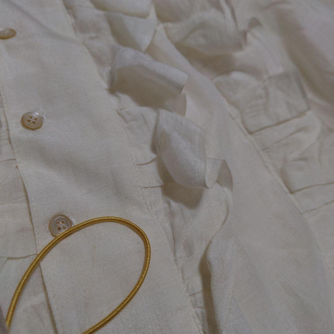 45rpm　タッサーカディのフリルブラウス　SIZE3　コットンシルク　シャツ