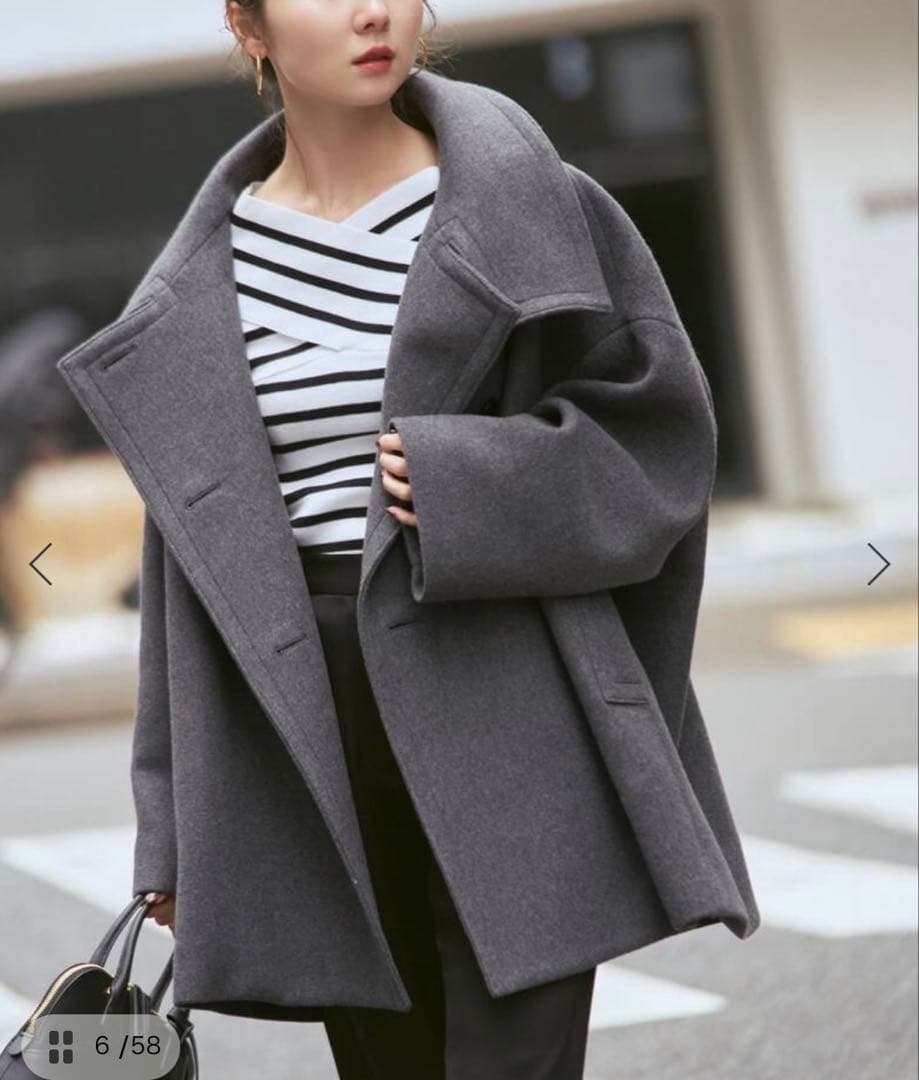 完売品◼️NOBLE スタンドカラーオーバーコート グレー