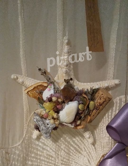 参考J流木ハンガーつき生枝もみの木ミニフライングリース冬オーナメント貝殻