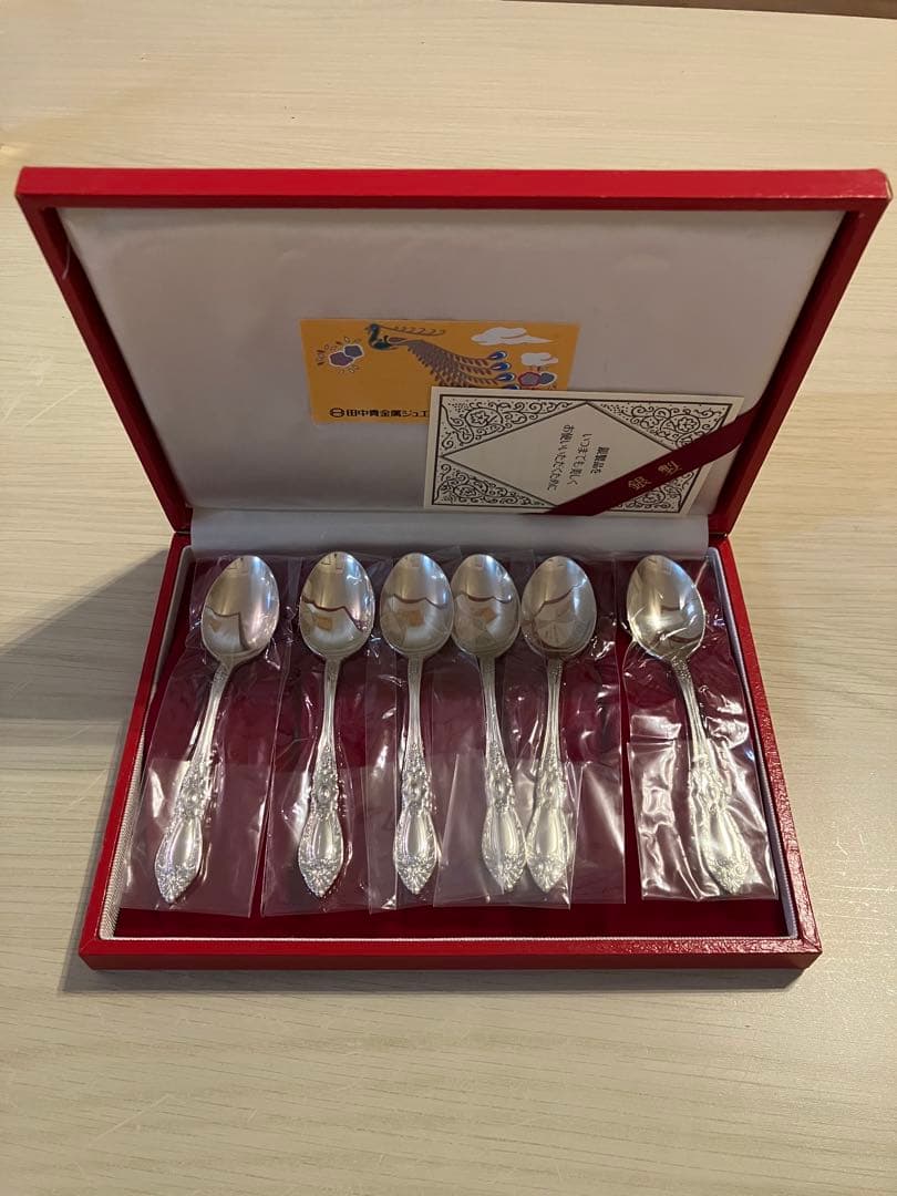 田中貴金属 純銀スプーン6本 SILVER925 箱・カード付 開封保管品 美品