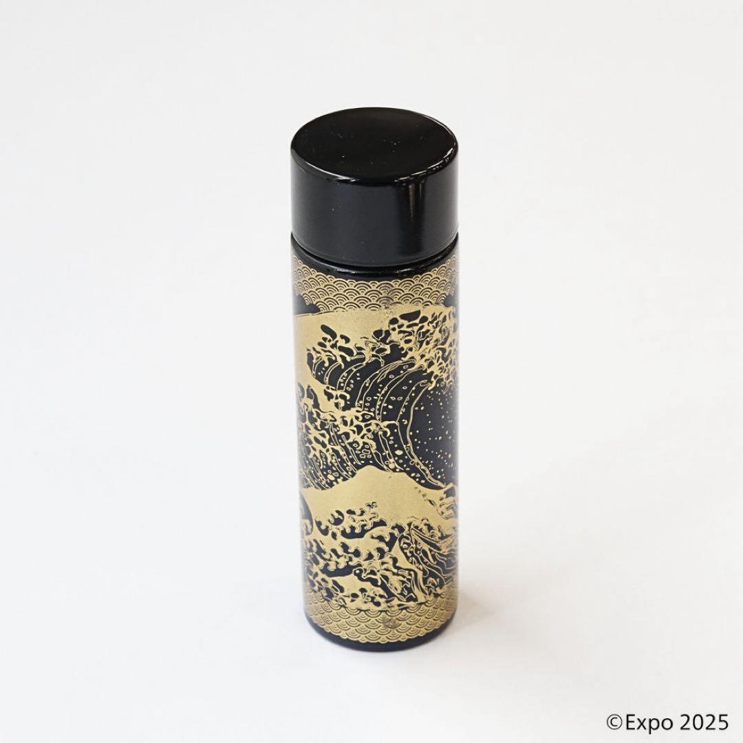 EXPO2025 公式ロゴ 山中塗 ステンレスボトル 葛飾北斎 黒×紺140ml
