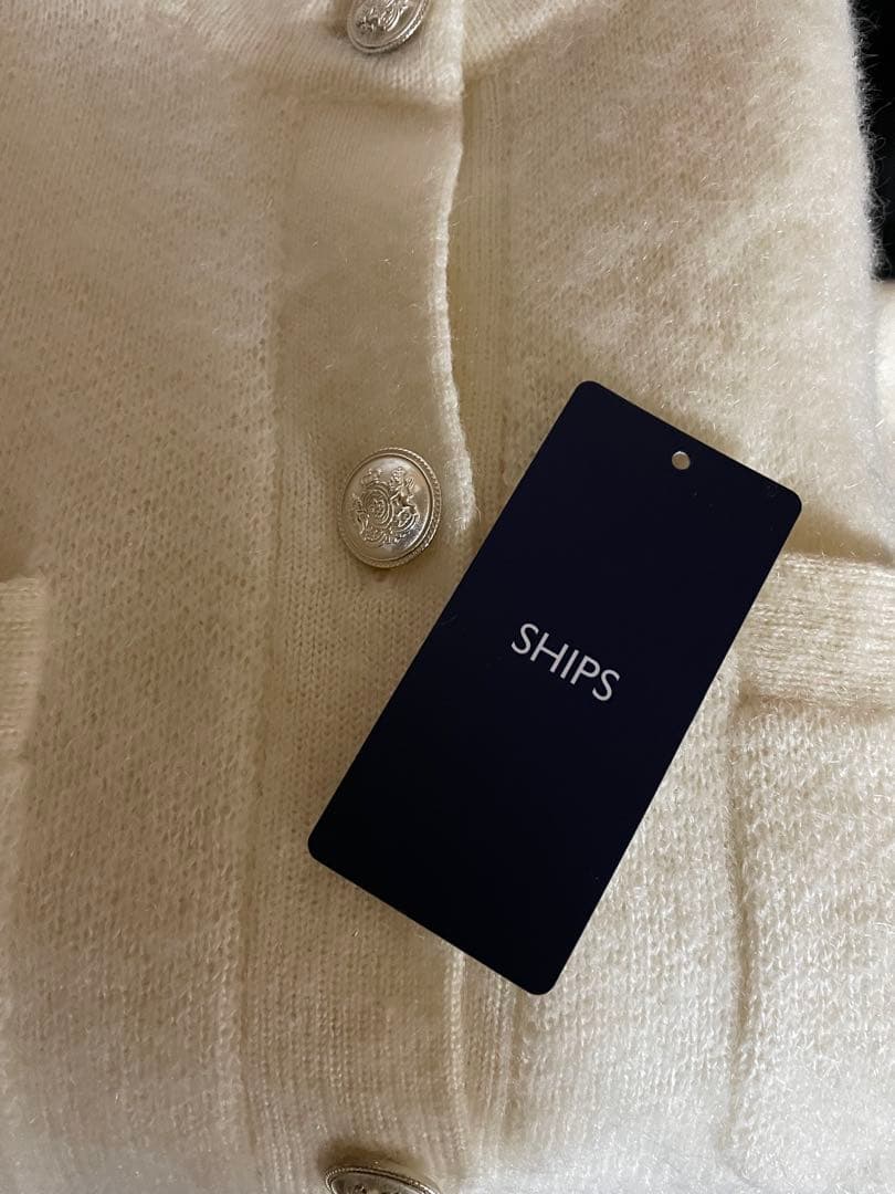 SHIPS ノーカラージャケット、カーディガン ホワイト