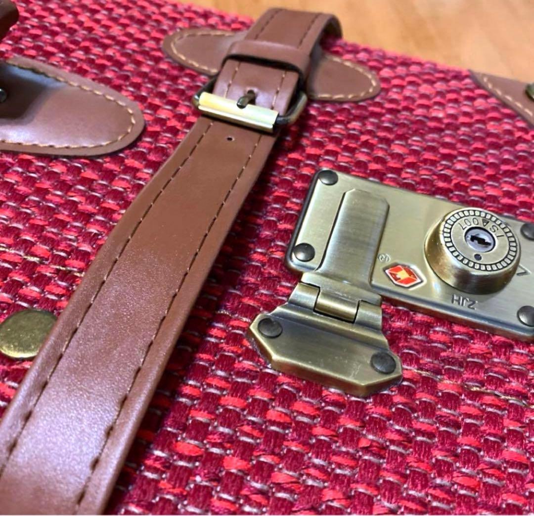 HANAism赤 可愛いトランク型キャリーケースキャリーバッグスーツケース中型M