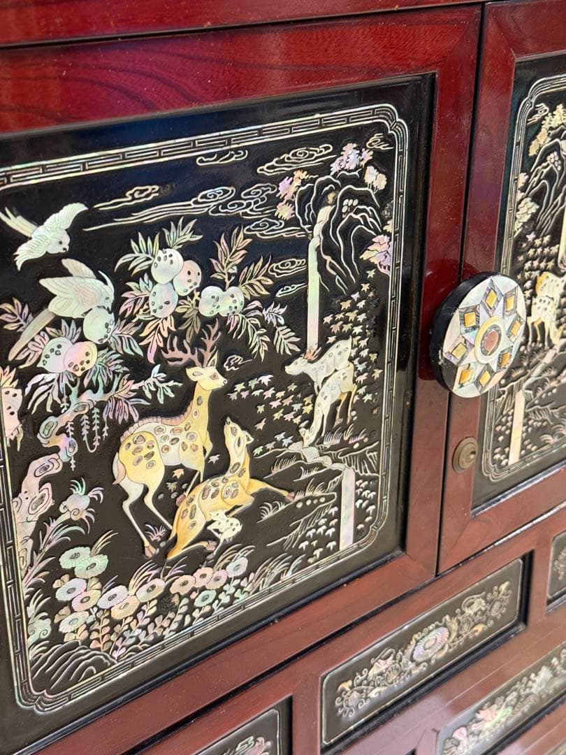 希少♪ 豪華 ラデン 近畿配達5千引 高級 釜山製 螺鈿 箪笥 タンス