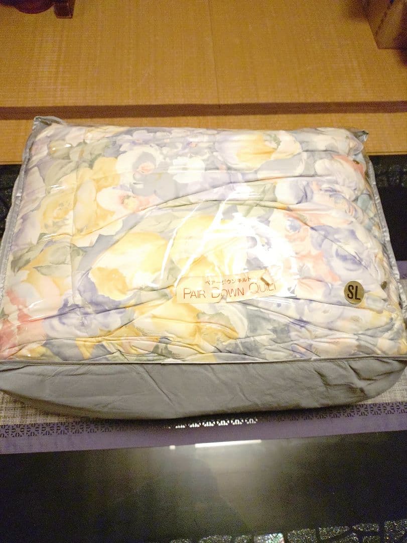 花柄羽毛掛け布団 SLサイズ　枕2個付き