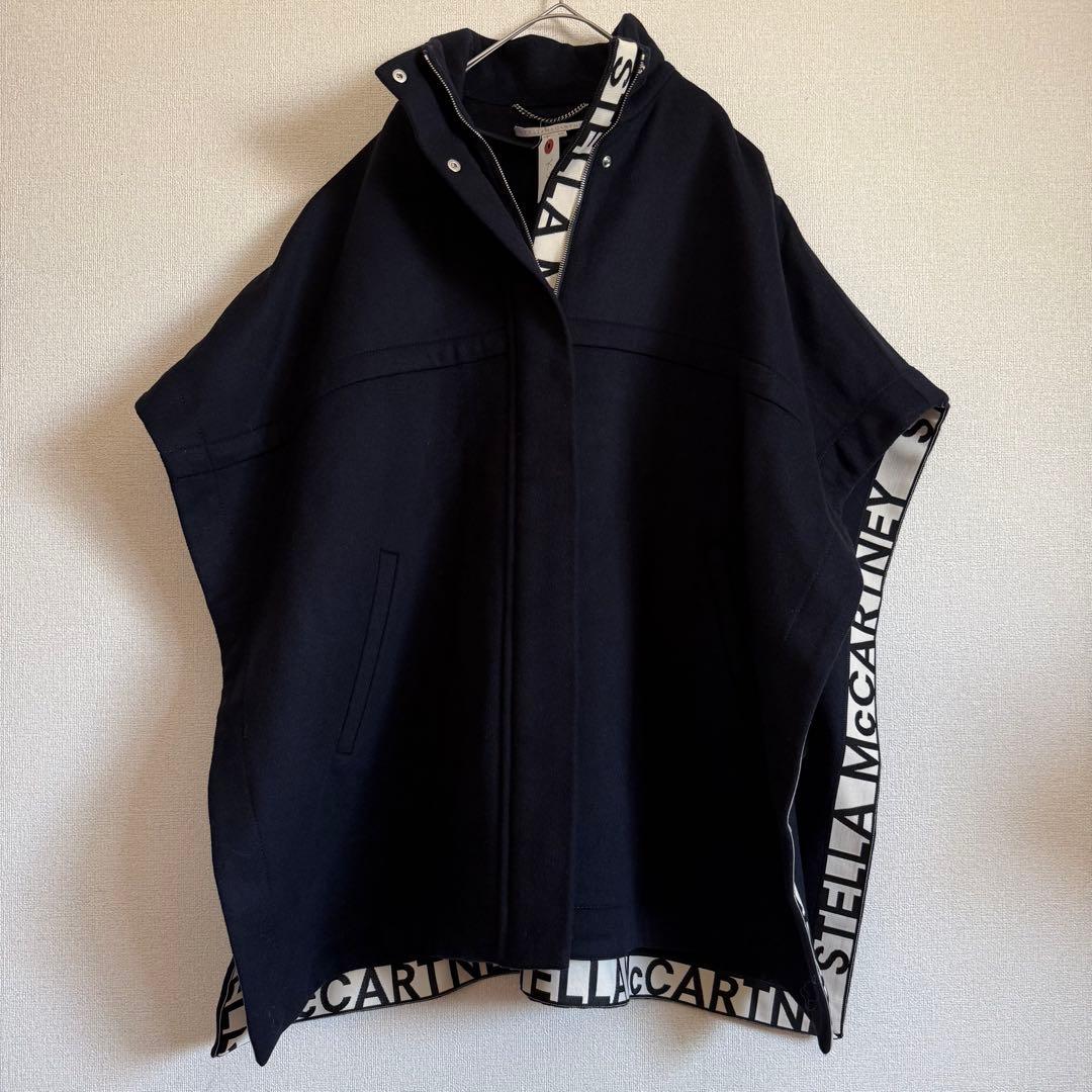 極美品★ステラマッカートニー★ロゴ入りポンチョ★ウールお素材★