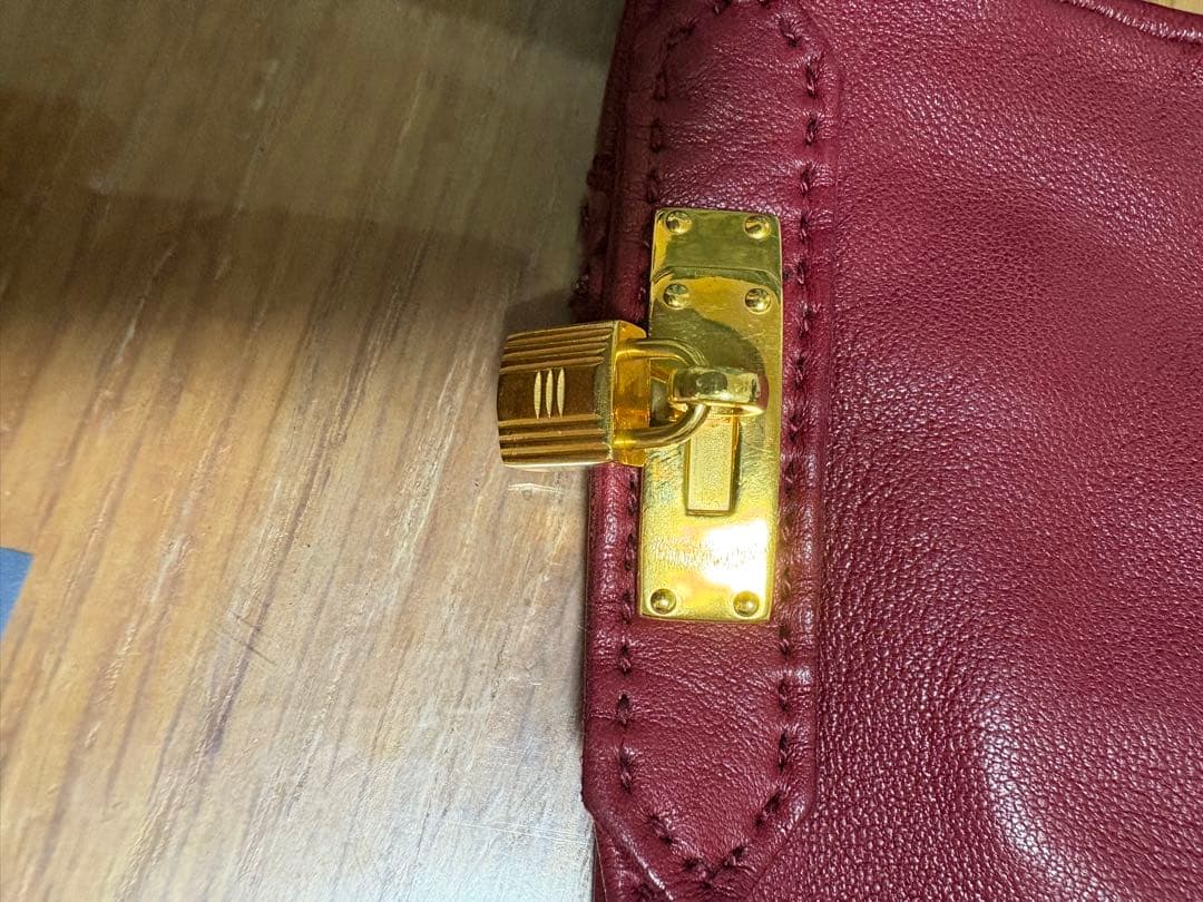 エルメス HERMES ケリー グローブ バーガンディ レザー 手袋 7 1/2