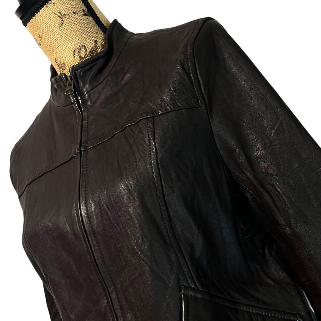 【大きいサイズ】【羊革】【46】23区 レザージャケット レディース