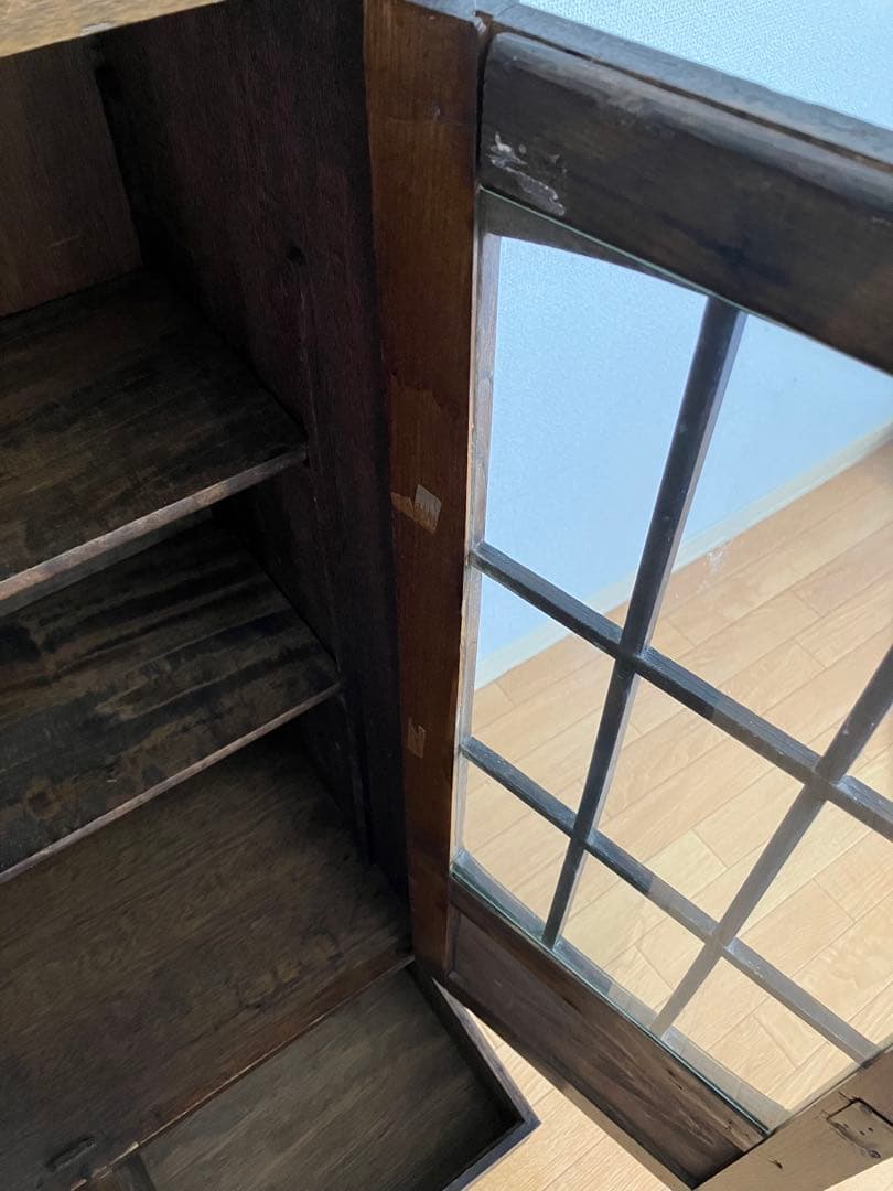 【Hamtaurosさま専用です】　アンティーク　木製ガラス扉キャビネット