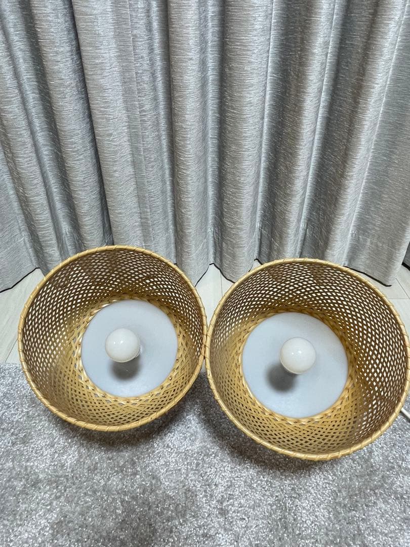 SKランプ2セット「竹のあかり」鐘型／竹編み ペンダントライト