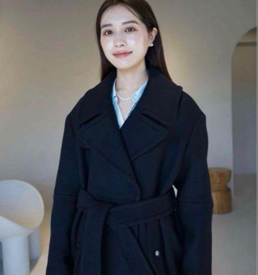 L’AUBE BLANC／Double-breasted Wool coat