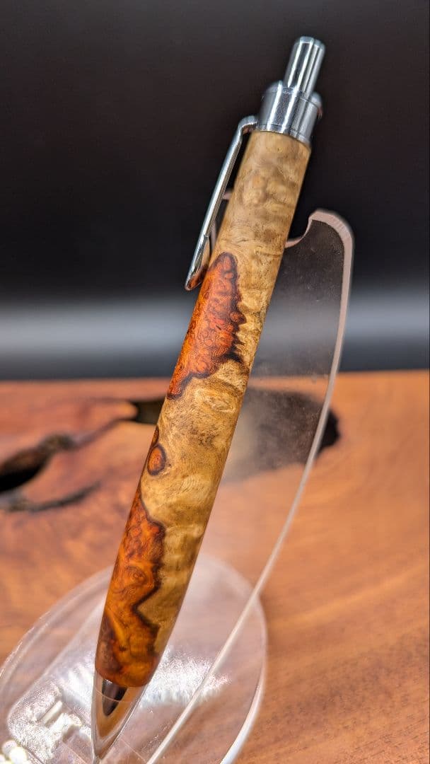 623本花梨　紅白　瘤杢　木軸シャーペン　ボールペン