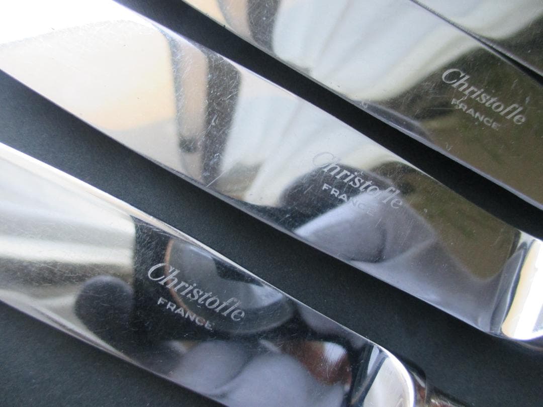 ☆仏蘭西銀器クリストフルシルバー　テーブルナイフ４本セット　アルビ　収納袋入り