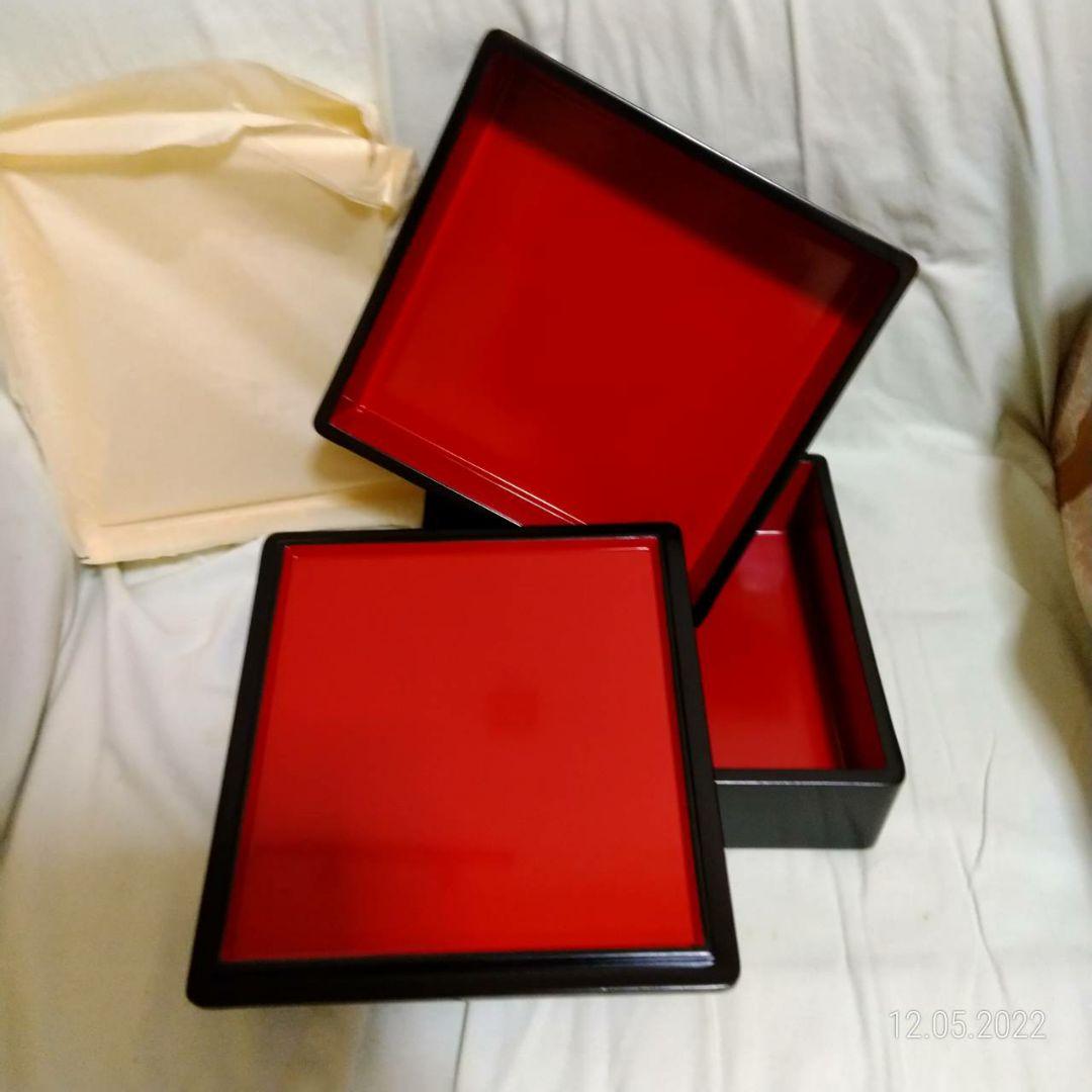 木製漆塗り　二段　重箱　輪島塗