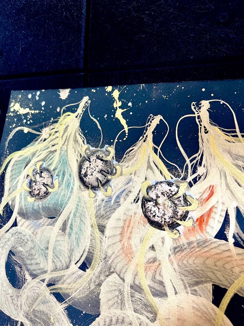 A2サイズ特大　【三柱龍神】　開運　置物　龍　絵画　一筆龍　隕石