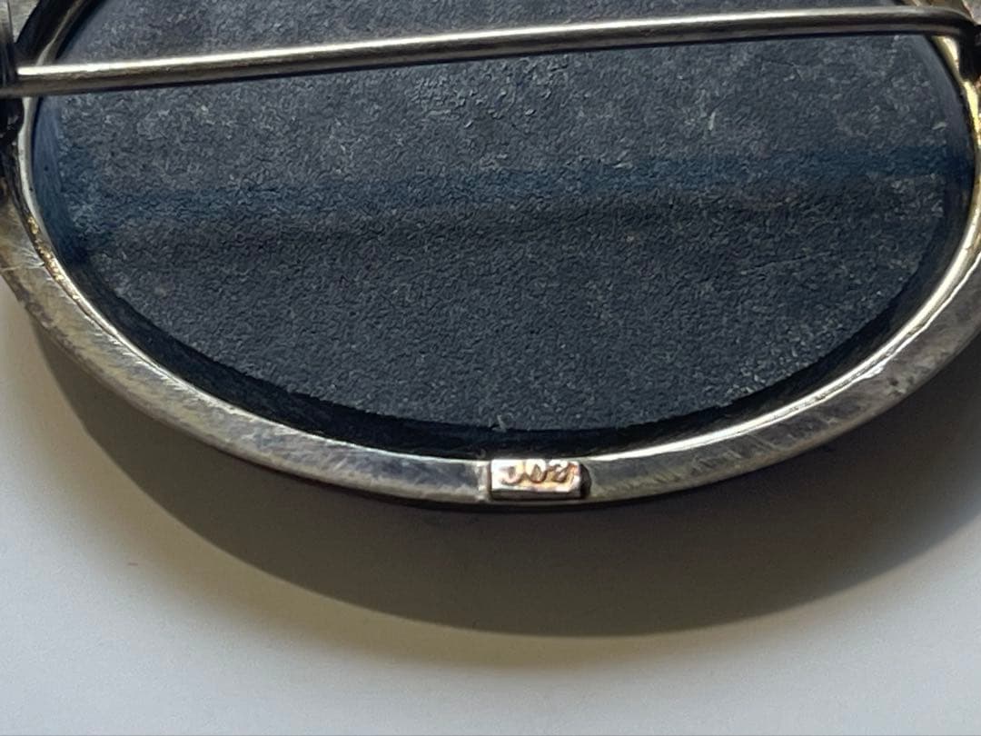 イタリア製 Pietra Dura象嵌細工 バラ文様 ブローチ シルバー800