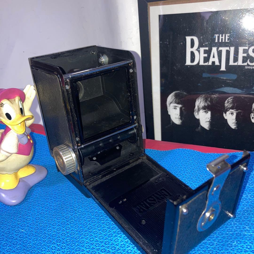 アンティーク蔵出し未使用近CRYSTAR FLEX 二眼レフ機能完動本体合皮傷無