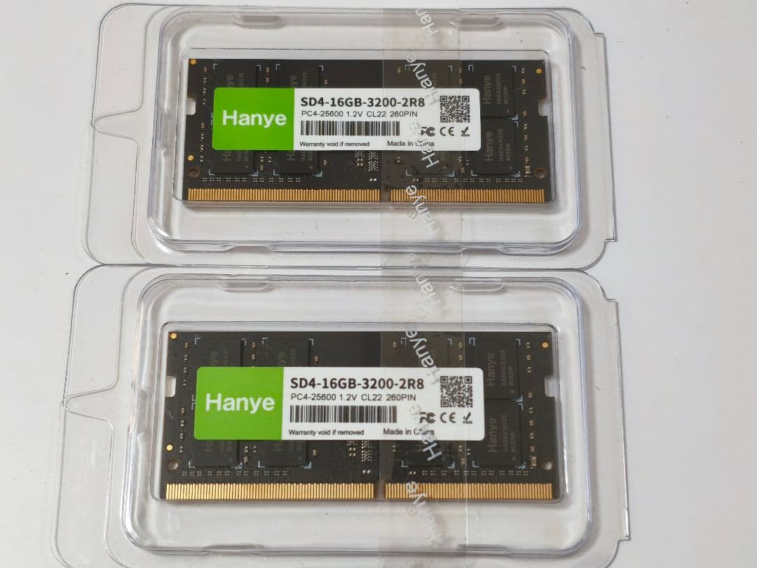 32GB DDR4 SODIMM 3200MHz メモリ（16GB x2）