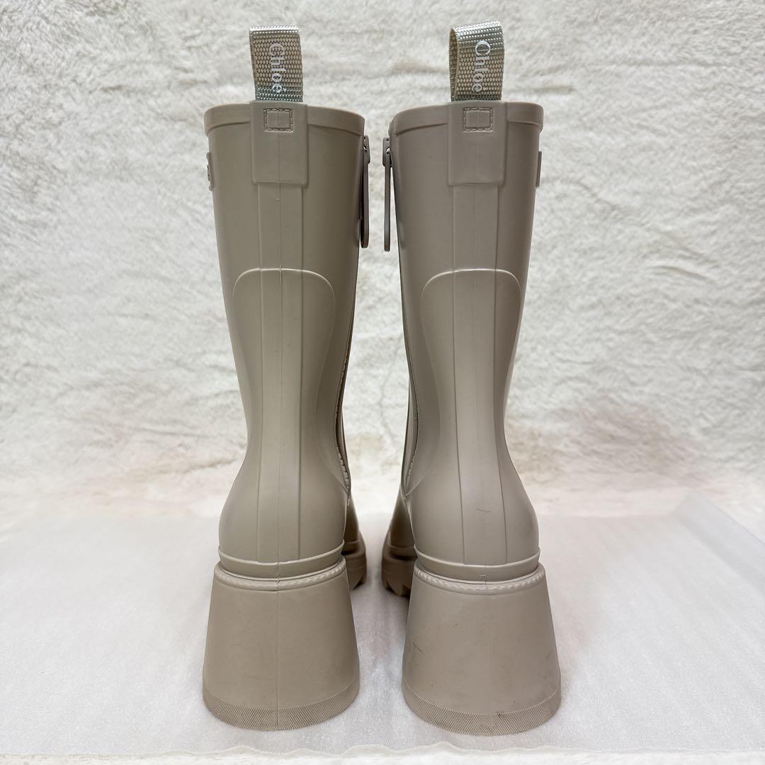 美品✨ クロエ レインブーツ 36 サイドジップ ラバー アイボリー