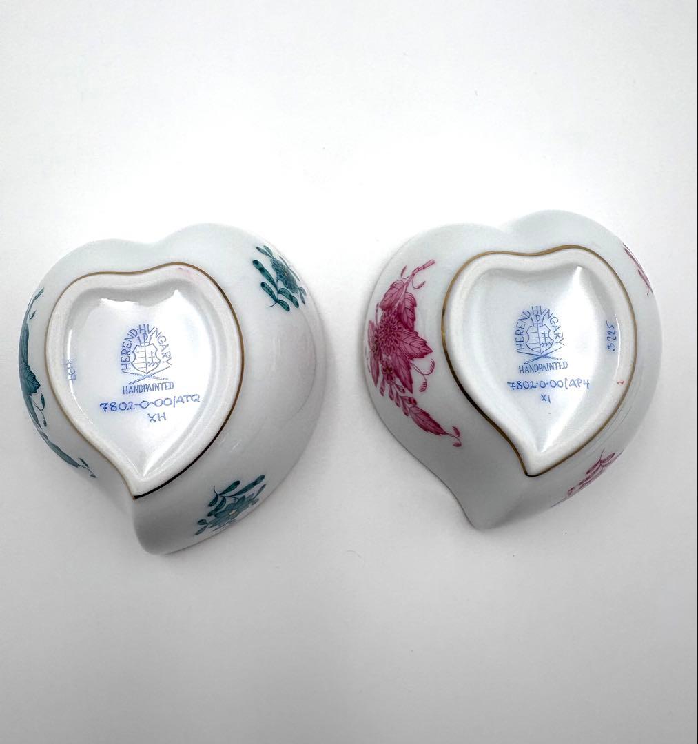 ヘレンド　ハート　小物入れ　ボンボン入れ　小鉢　アポニーターコイズ　ピンク箱付き