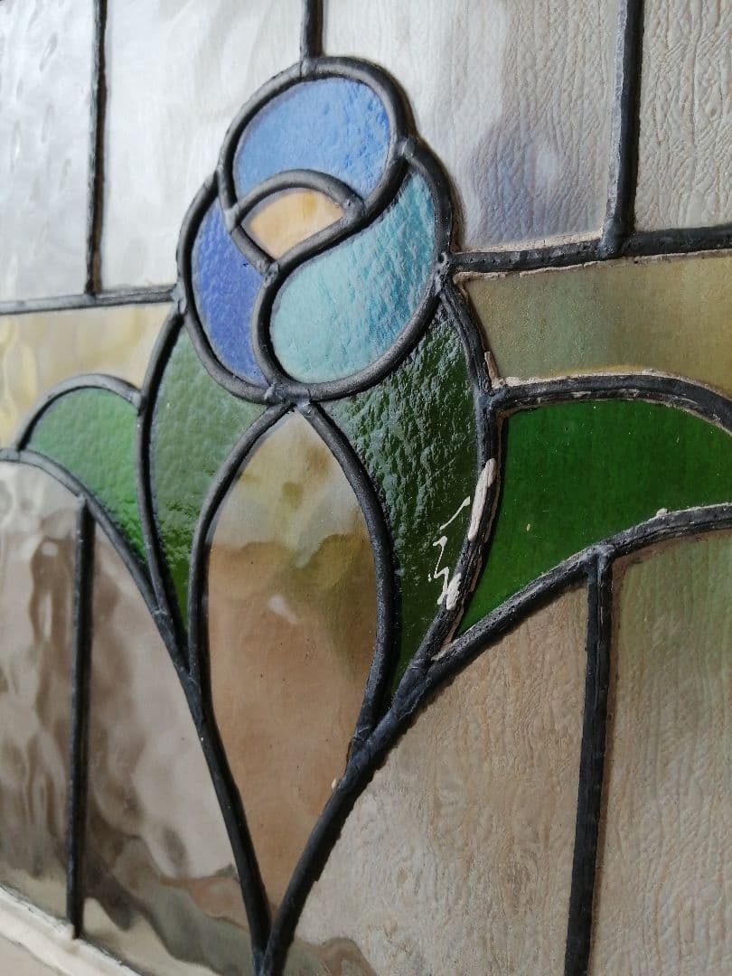 アンティーク　ステンドグラス　窓枠