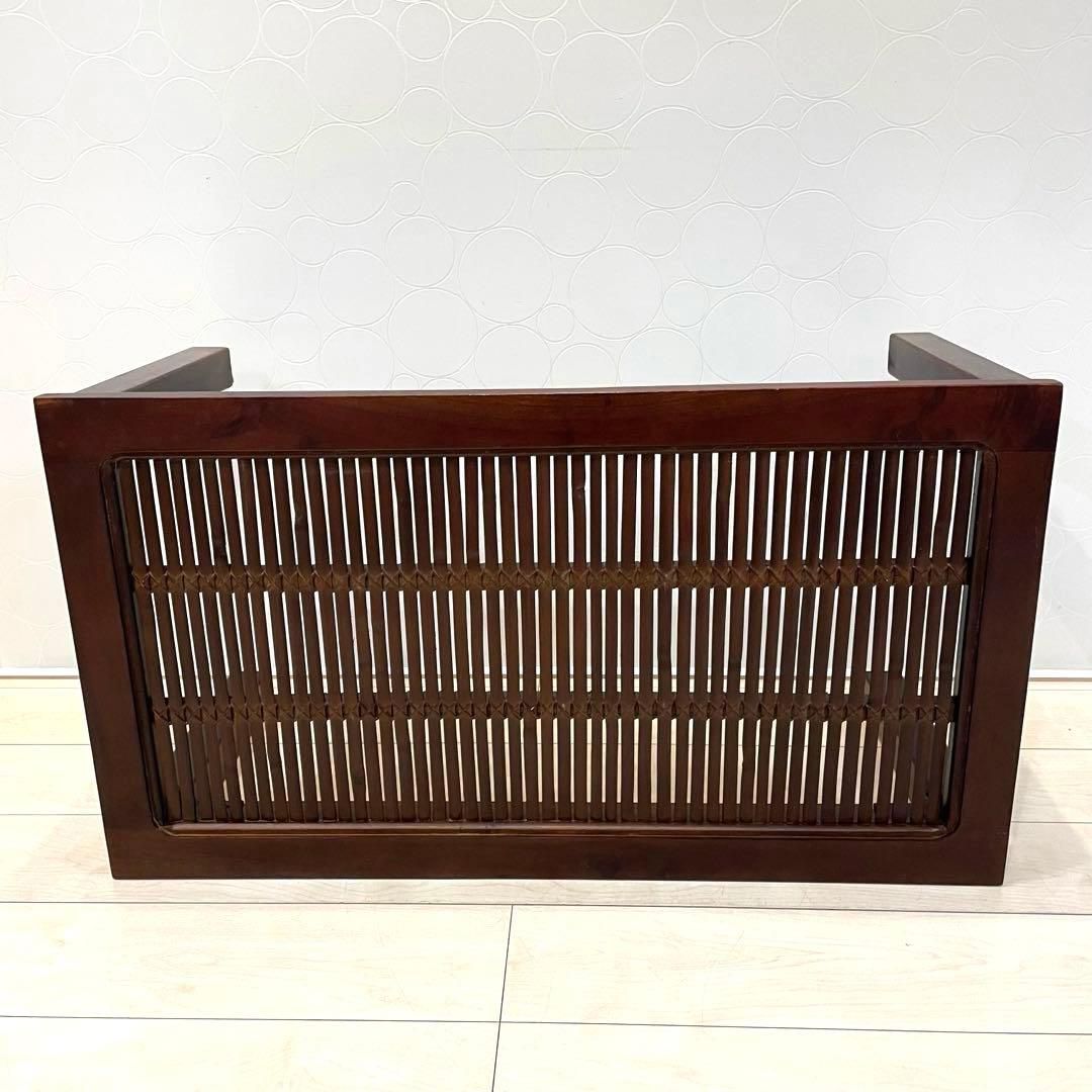 座卓 ガラストップ ローテーブル 竹編み 和モダン バンブー 古民家風 レトロ