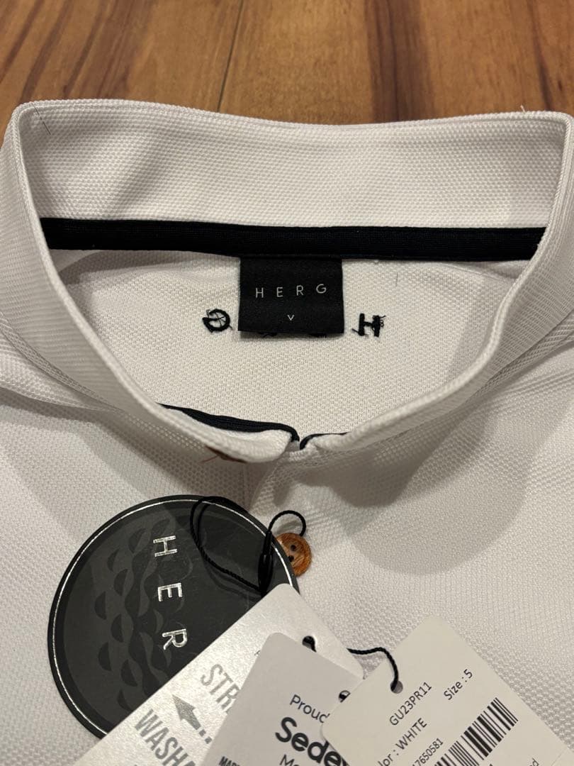 HERG1 エルグワン◇スタンドカラー ポロ　ホワイトL