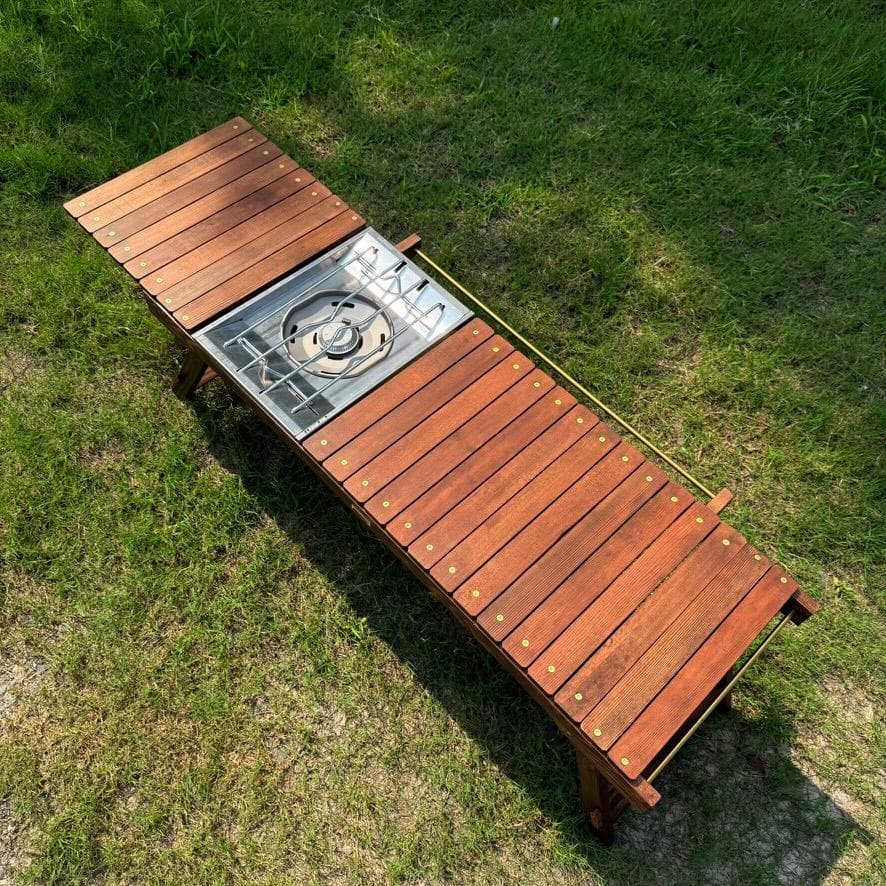 折りたたみローテーブル 真鍮シェラカップ掛け＆真鍮ビス igtテーブル