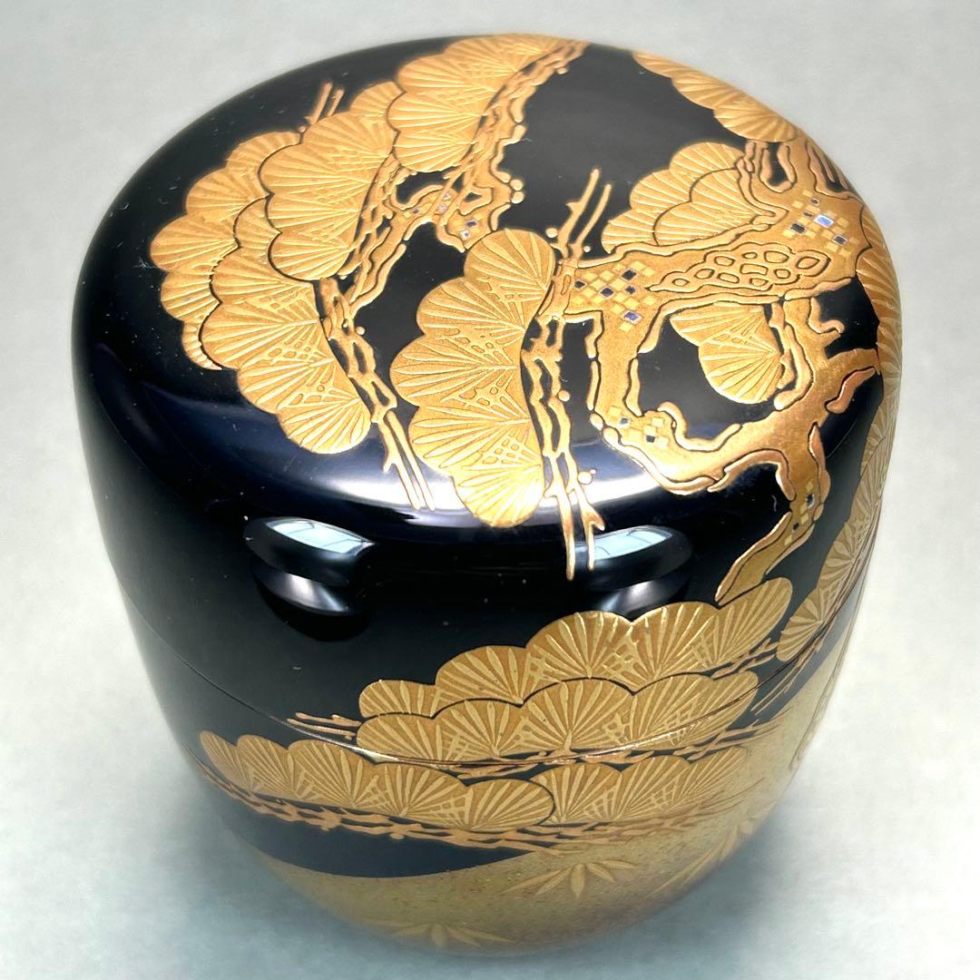 棗　『一瓢斎　而妙斎書付』　大棗　老松蒔絵　花押　お茶道具　茶道　書付箱　工芸品