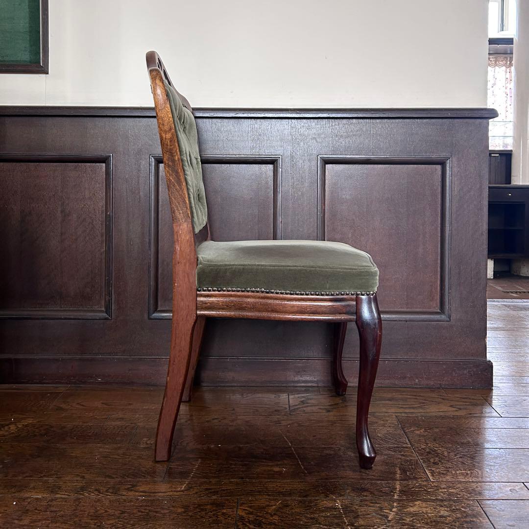 アンティーク 猫足 ベロアチェア/ベルベットチェア no.02