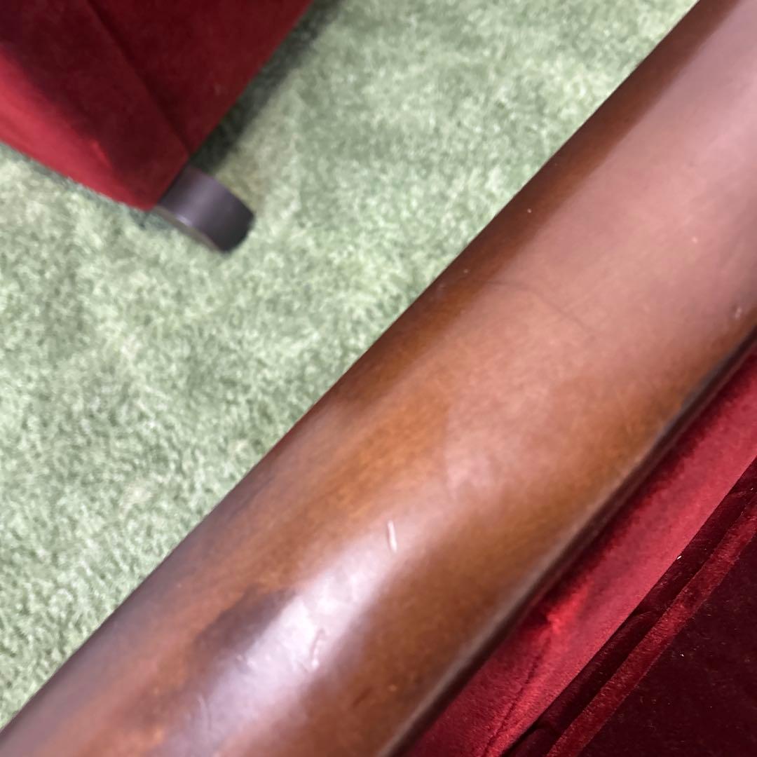 ②昭和レトロ 古家具 一人掛けベロアソファー アームチェア ヴィンテージ 赤