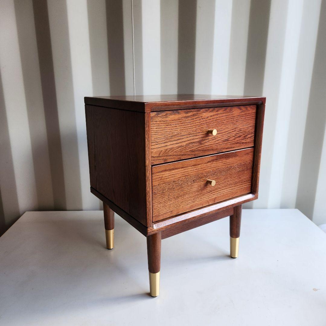 美品　MU RONG サイドテーブル アメリカオークウッド ナイトテーブル