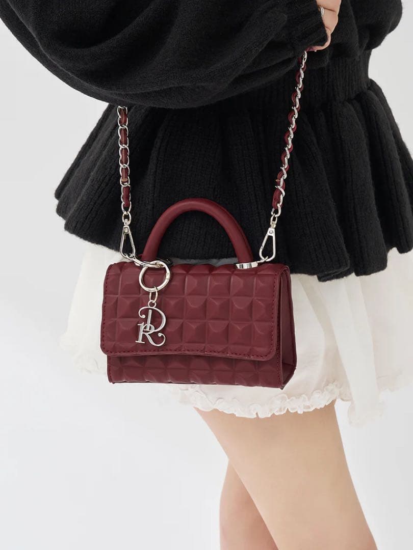 新品 ダーリッチ ボルドー DRチャームチョコレートハンドバッグ バレンタイン