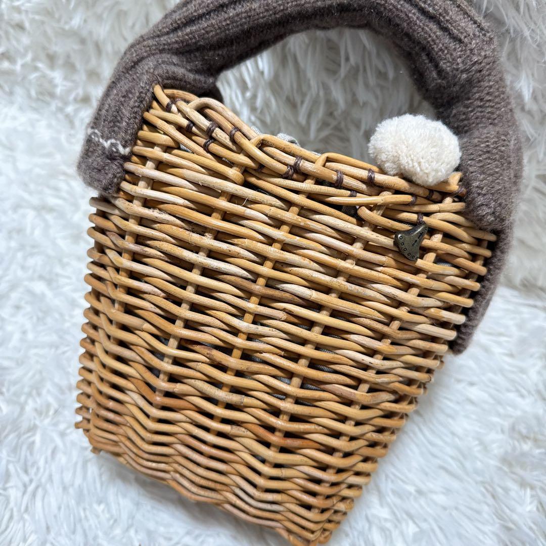 超希少！ 美品✨ エバゴス かごバッグ 紅藤 鏡付き ウール 被せハンドル