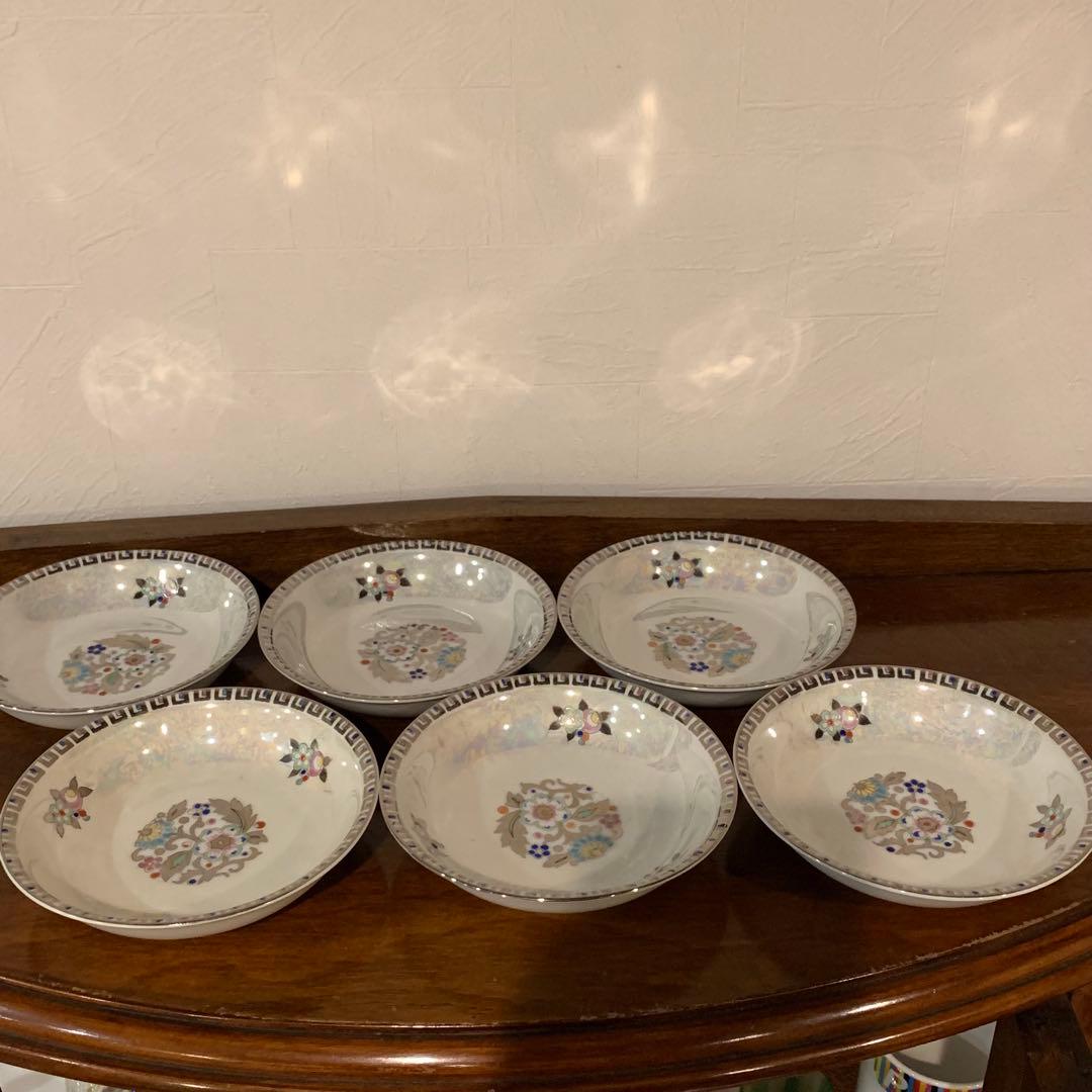 日本陶器会社 オールドノリタケ ノリタケ 花柄装飾の陶器皿6枚セット