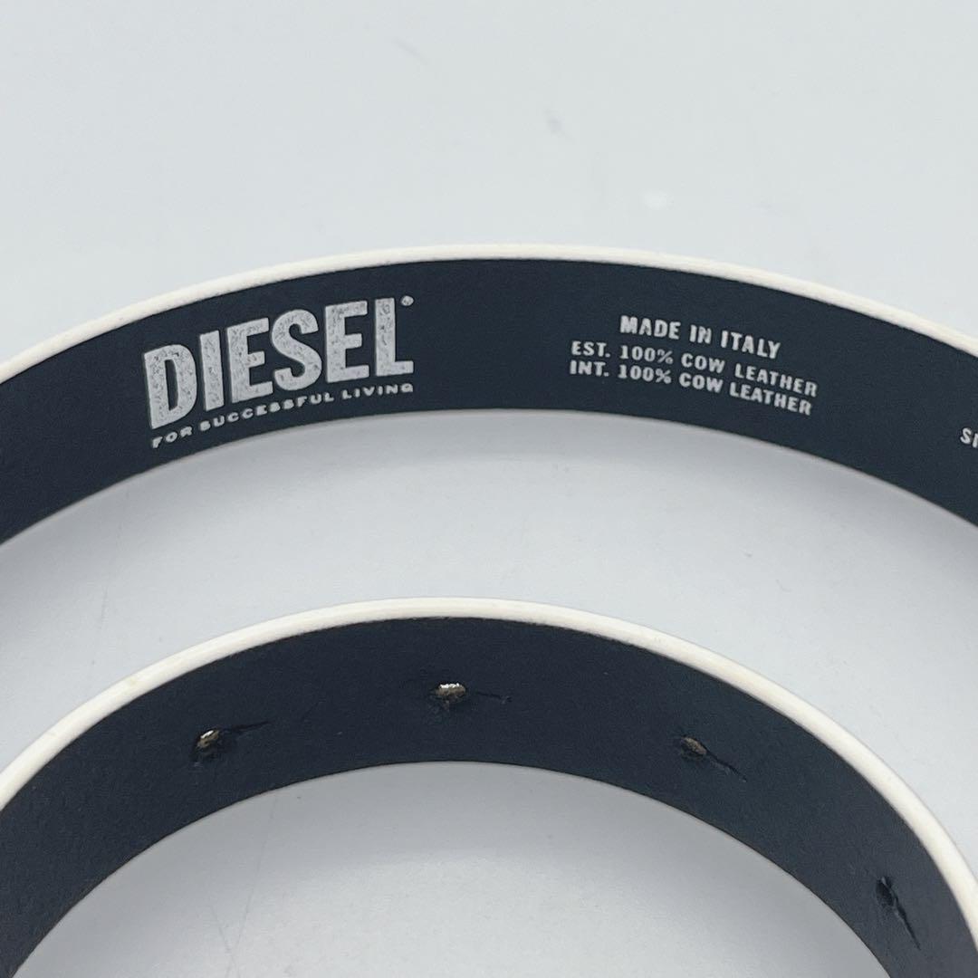 未使用 ディーゼル Dロゴバックル ベルト 80 本革　ホワイト　白