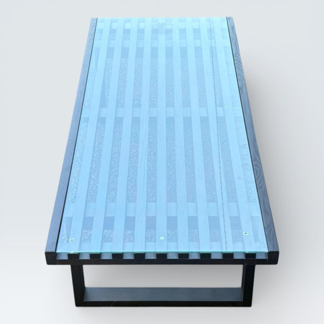 ネルソンベンチ風 センターテーブル ガラス天板 幅120cm