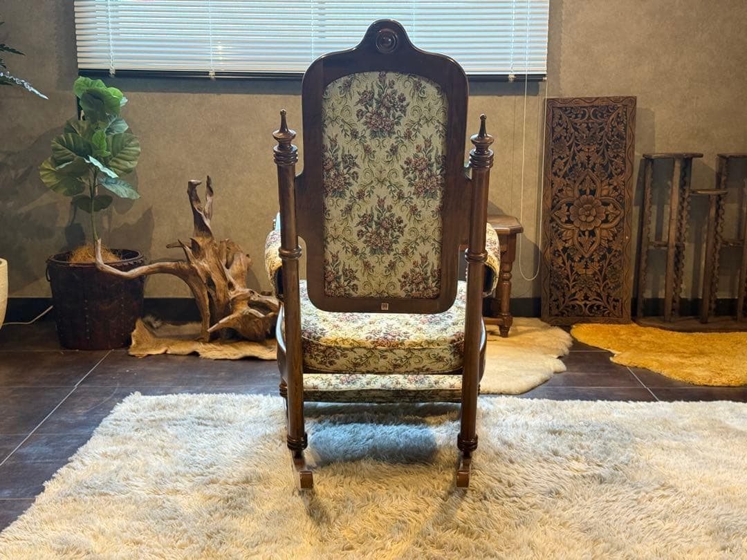 ロッキングチェア　ソファ　ゴブラン模様　アームチェア　ゆり椅子　ソファ　SZ