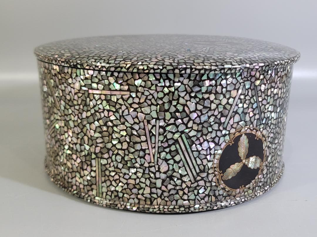 古美術 螺鈿 蓋物 茶櫃 DT348